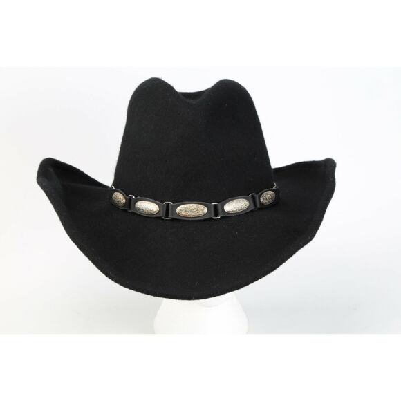 SCALA Black Wool Fedora Cowboy Western Hat One Size - Picture 2 of 12